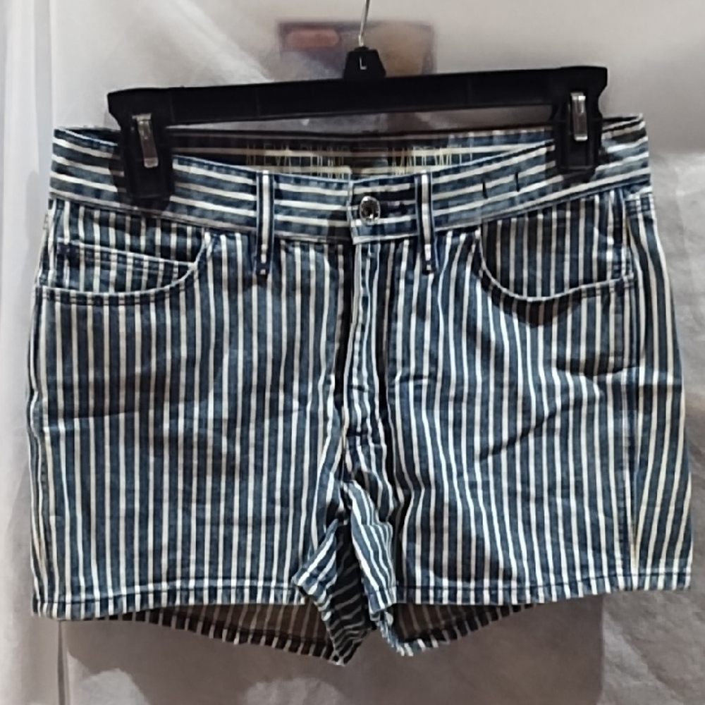 Alexa Chung Striped Denim Shorts